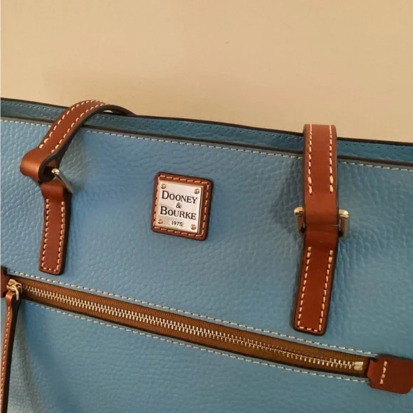 Dooney & Bourke Blue Pebbled Leather Satchel Handbag w Dust Bag - Picture 3 of 9